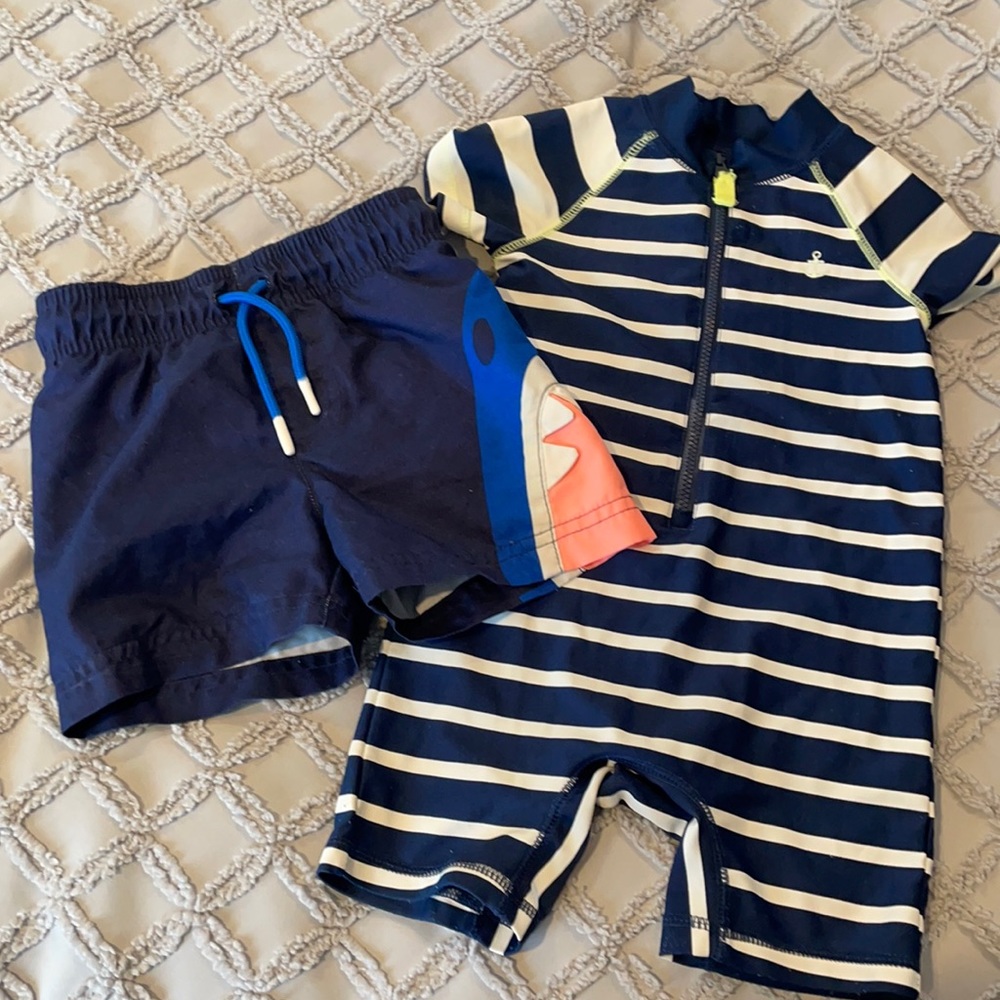 Set of two 12 month boys swim suit bathing suit